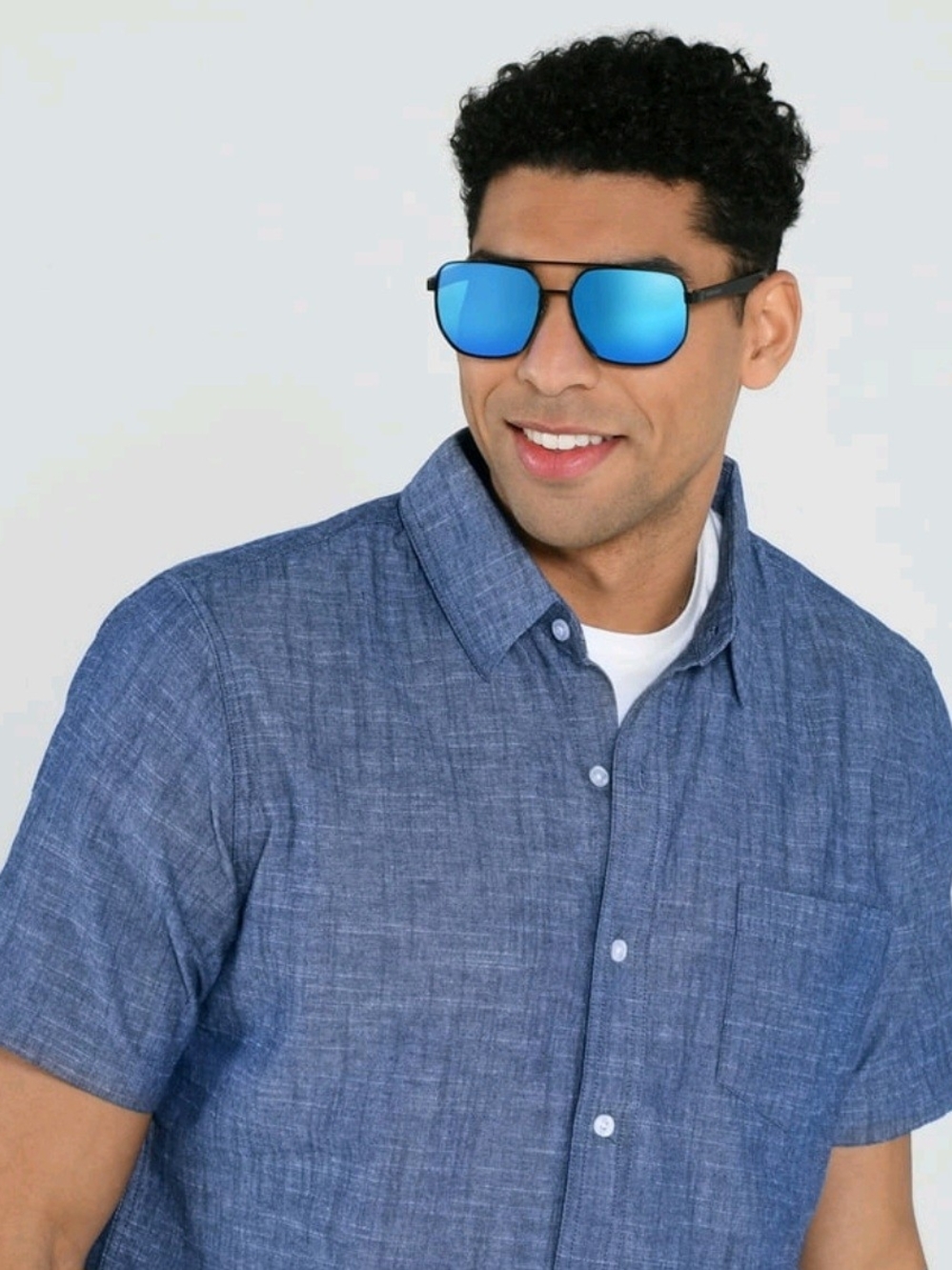 Foster Grant Polarized Aviator Sunglasses with Blue Mirror Lenses NWT